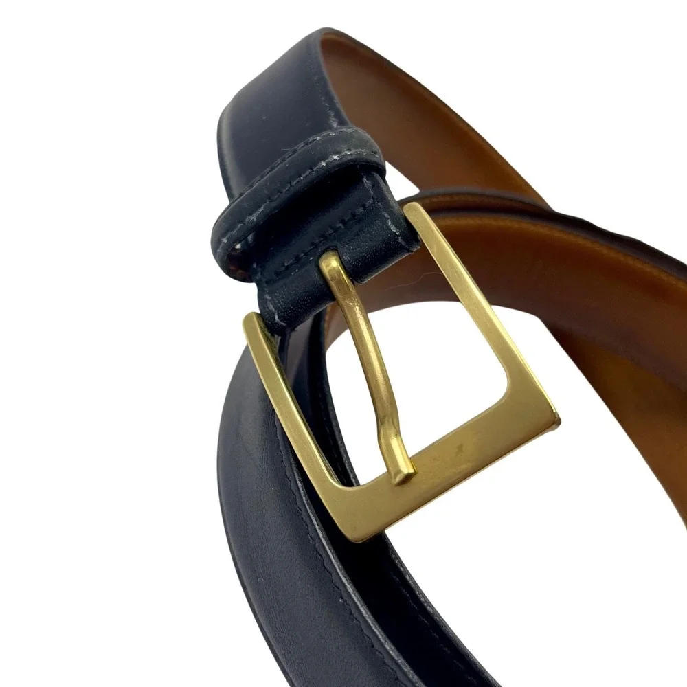 VTG Trafalger‎ Cortina Belt Black Men's 44 Genuine Leather Brass Buckle USA Made